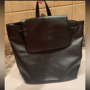 Victoria’s Secret Large Black Faux Leather Backpack